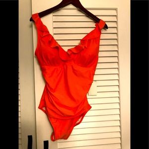 Brand new Ruffle Plunge Underwire Tummy Control One-Piece Swimsuit,